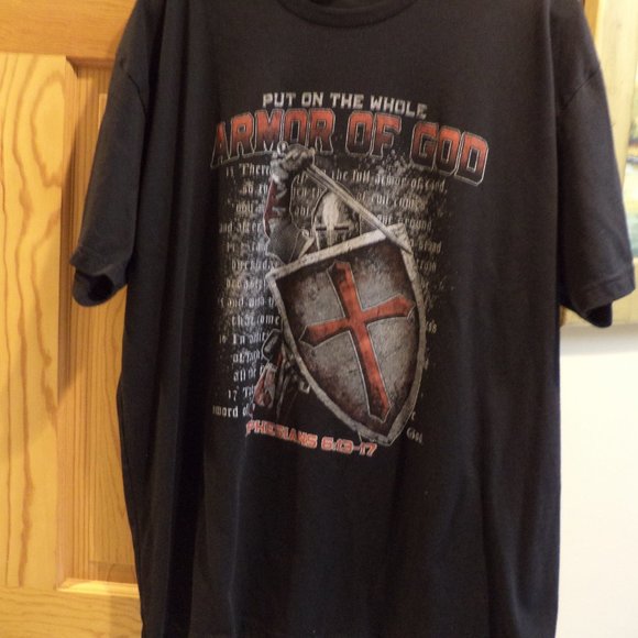 NEXT LEVEL APPAREL  "PUT ON THE WHOLE ARMOUR OF GOD"   Black  Cotton Blend-XXL - Picture 1 of 5